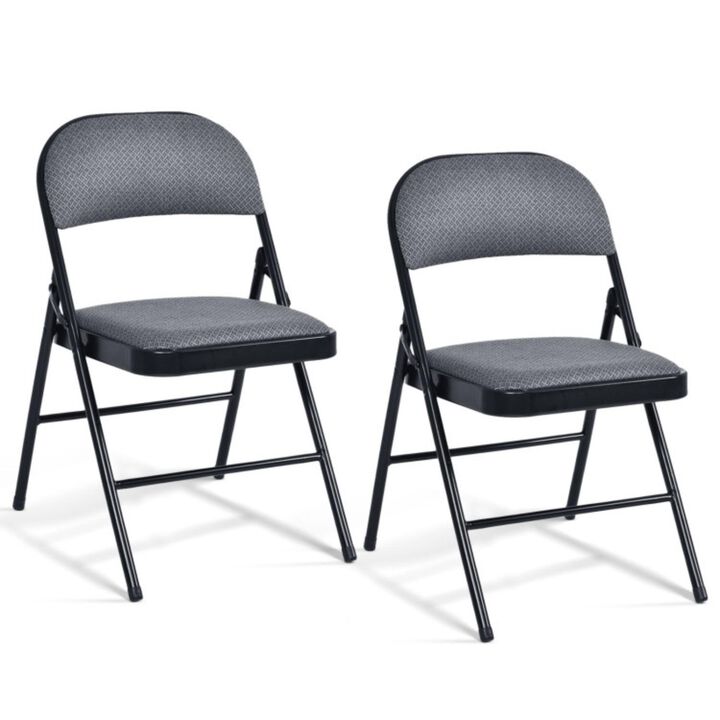 Hivvago Folding Chair Set with Upholstered Seat and Fabric Covered Backrest