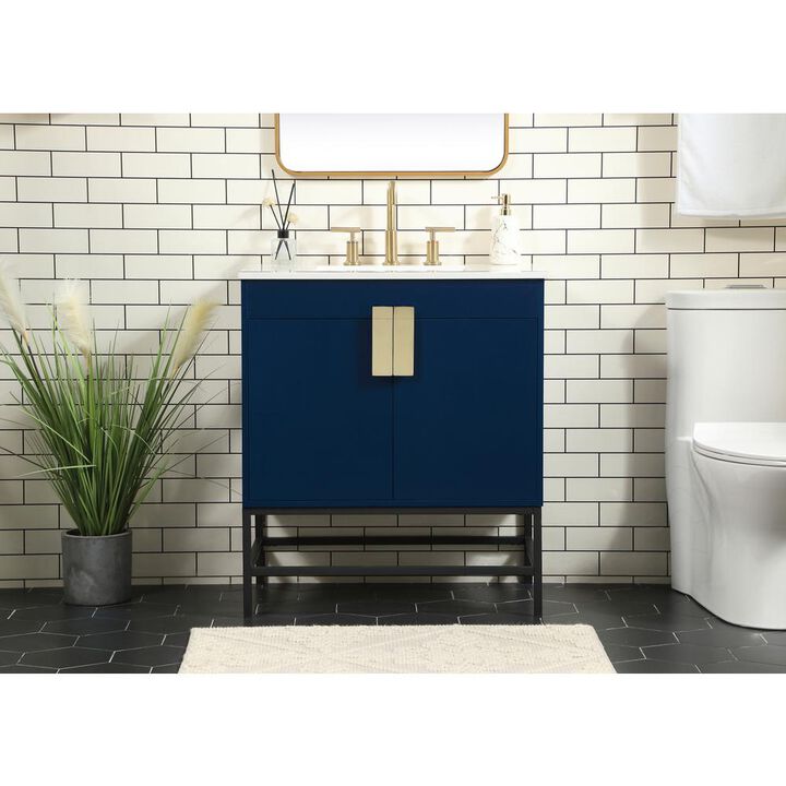 Elegant Kitchen and Bath 30 inch Single bathroom vanity in blue