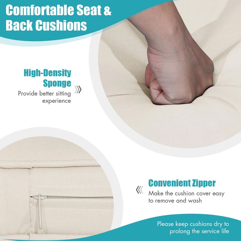 Mondawe 2-Person Patio PE Wicker Hanging Porch Swing Bench Chair Cushion 800 Pounds