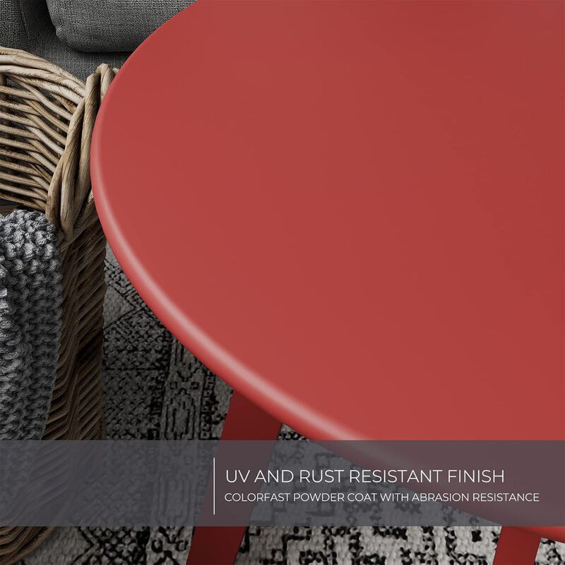 Mondawe Outdoor Side Table,Galvanized Iron Coated Finish,Adjustable Foot Pads,Rust And UV Resistant