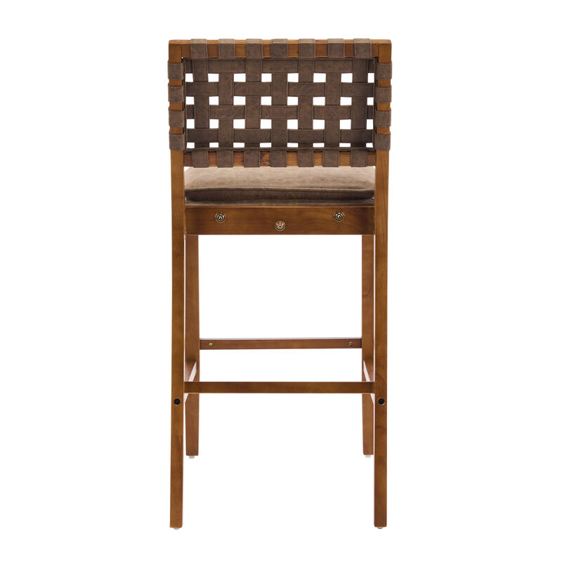 Christopher Knight Home Marc Contemporary Rubberwood and Faux Leather Upholstered Barstools (Set of 2) image number 5