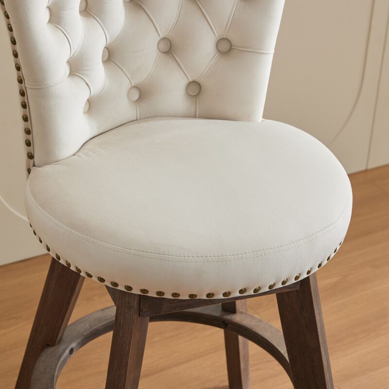 26" Counter Height Tufted Velvet Swivel Bar Stools, Set of 2 image number 4