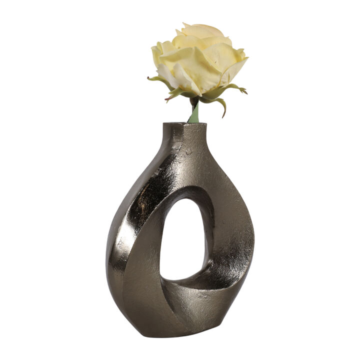9x8" Cut-out Swirl Vase, Brass