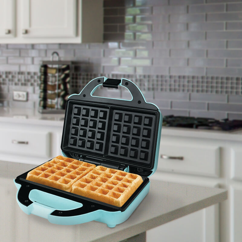 Brentwood Couture Purse Non-Stick Dual Waffle Maker in Blue with Indicator Lights