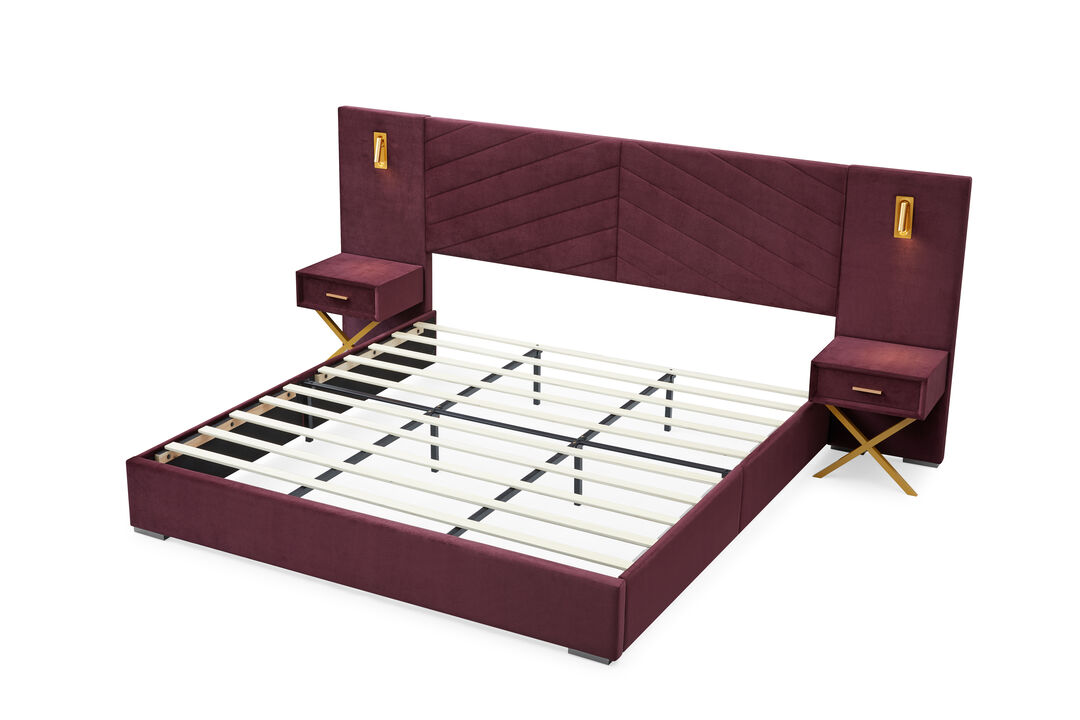 Japkol King Size Velvet Bed