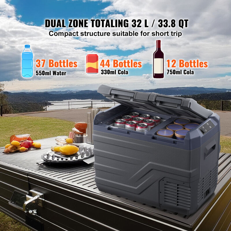 VEVOR Portable Car Refrigerator Freezer Compressor 32 L Dual Zone for Car Home image number 1