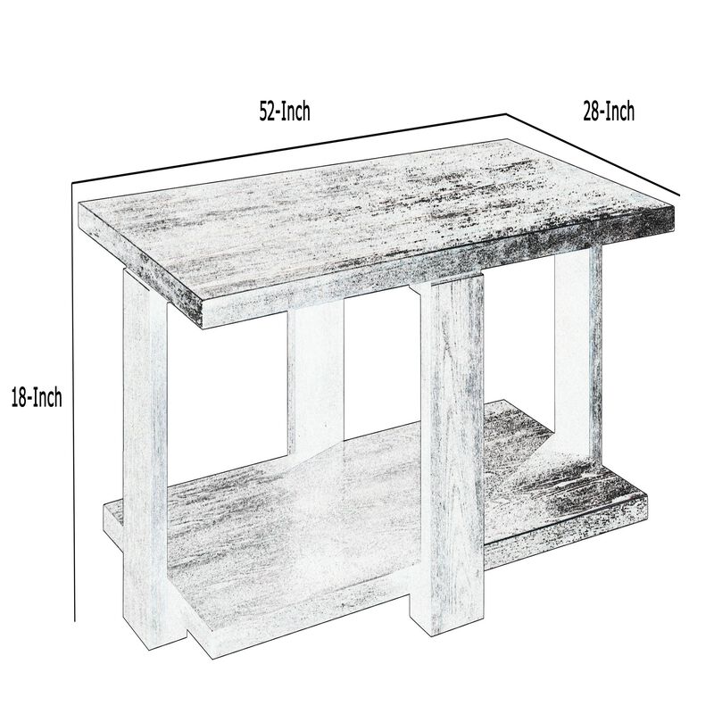 Contemporary Style Rectangular Coffee Table with Open Bottom Shelf, Brown-Benzara