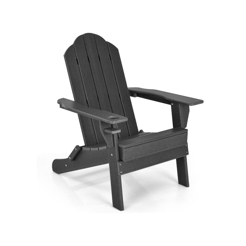 Foldable Weather Resistant Patio Chair with Built-in Cup Holder image number 0
