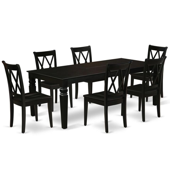 East West Furniture Dining Room Set Black, LGCL7-BLK-W