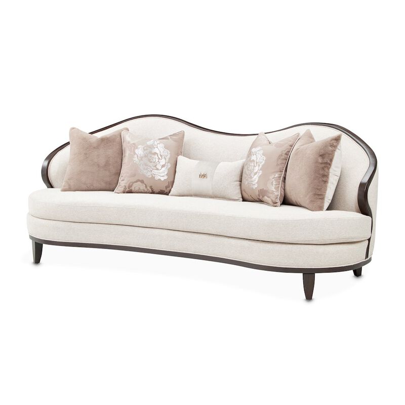 Michael Amini Camellia Field Chenille Sofa - Linen/Warm Pecan