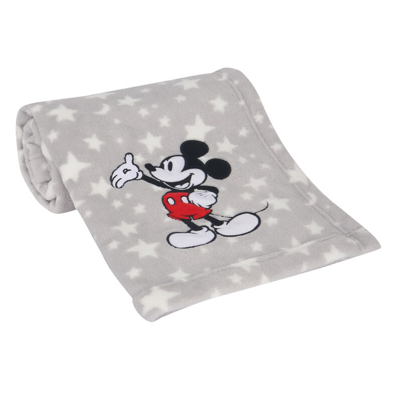 Lambs & Ivy Disney Baby Mickey Mouse Stars Gray Soft Fleece Baby Blanket