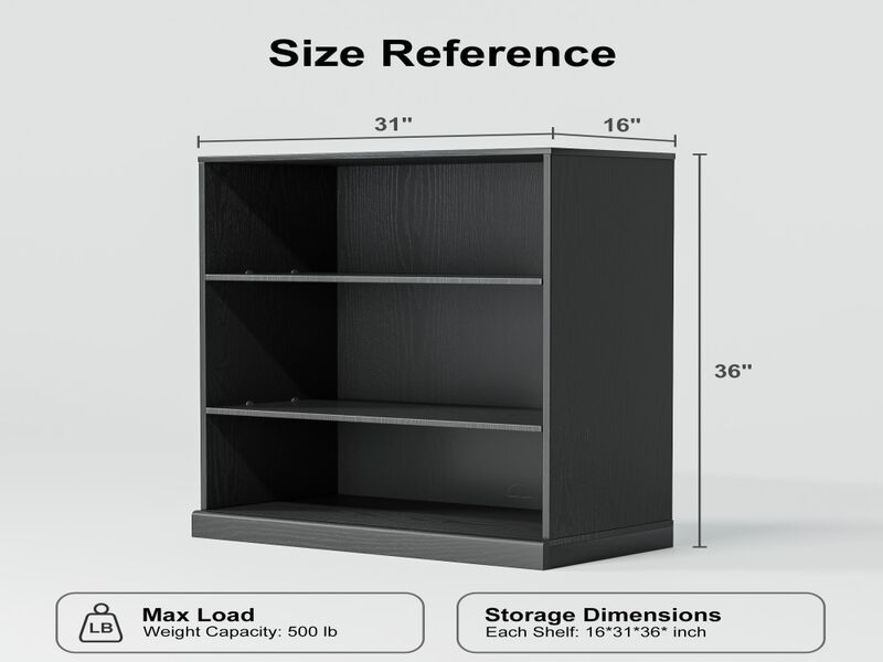 2-Piece Modern Minimalist Doorless Wood Grain Cabinet with 3-Layer Shelves