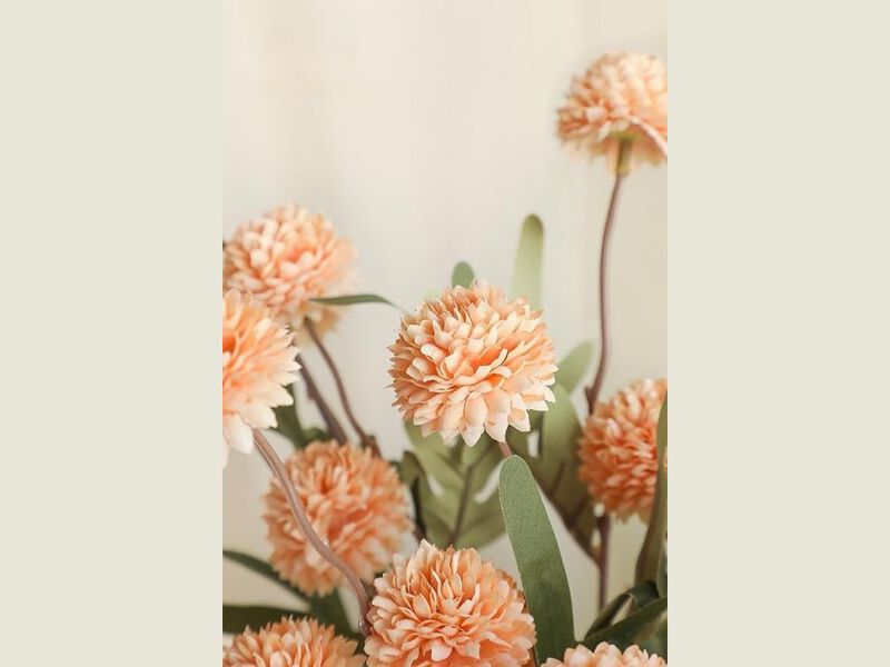 5 Piece Artificial Chrysanthemum Flower Stems Vase Filler Apricot image number 2