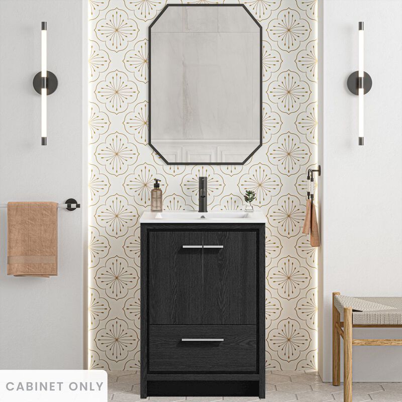 Virage 24" Freestanding Bathroom Vanity in Black Oak without Sink Top image number 1