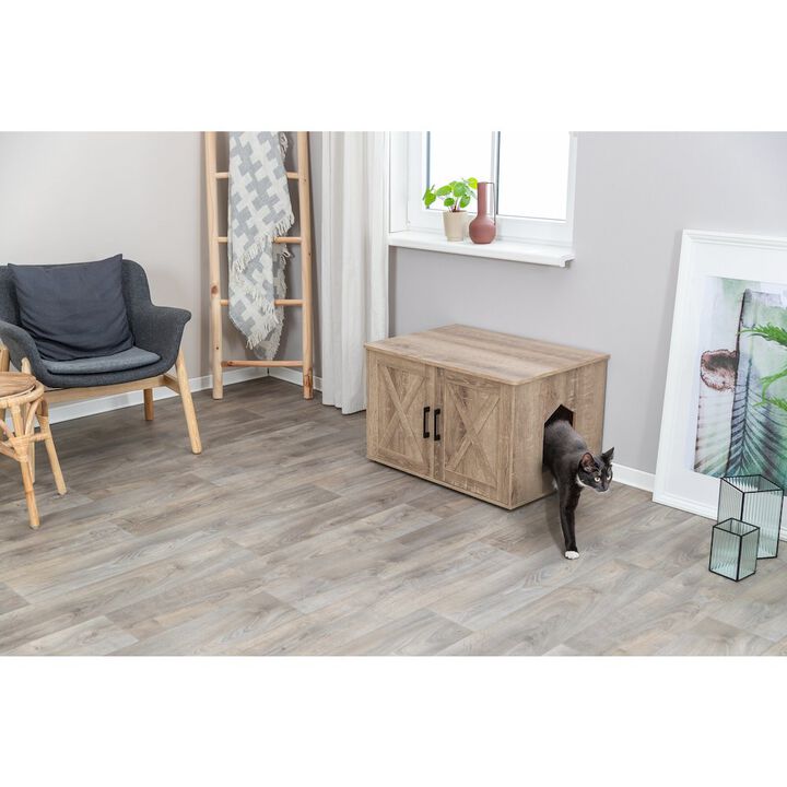 TRIXIE XL Farmhouse Litter Box Enclosure, Hidden Litter Box Cabinet or End Table