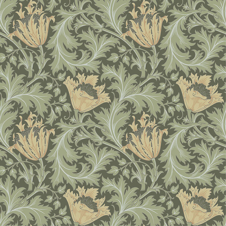 Anemone Moss Floral Trail Wallpaper
