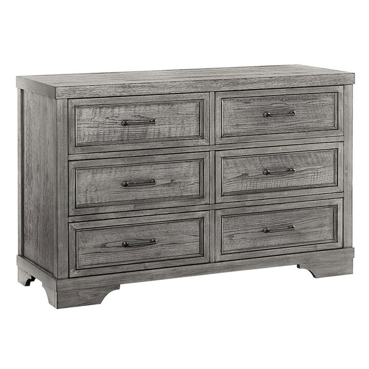 Westwood Design Foundry 6-Drawer Wood Dresser, Brushed Pewter