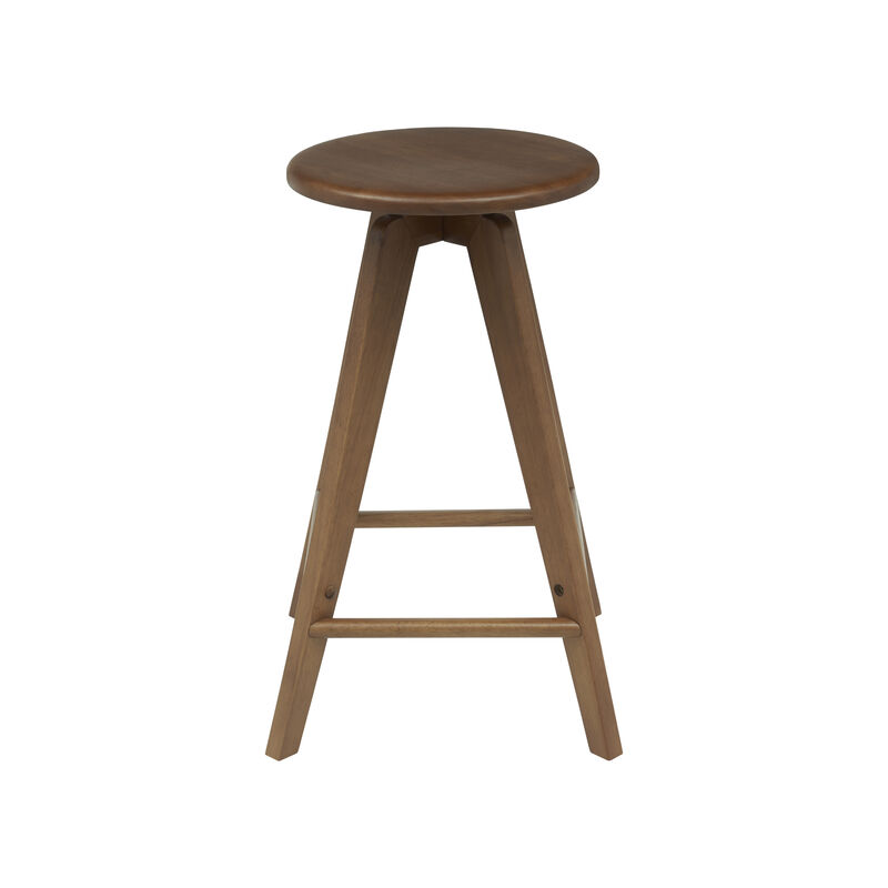 Ceren MidCentury Industrial Round Solid Wood Backless Stool