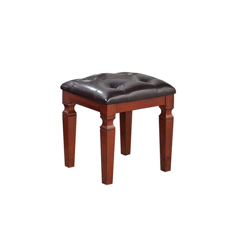 Sosi 47 Inch Vanity Desk Set with Stool, 3 Mirror Inlaid Drawers, Brown