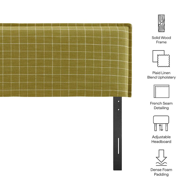 Camille Checkered Linen Blend King Size Headboard image number 1