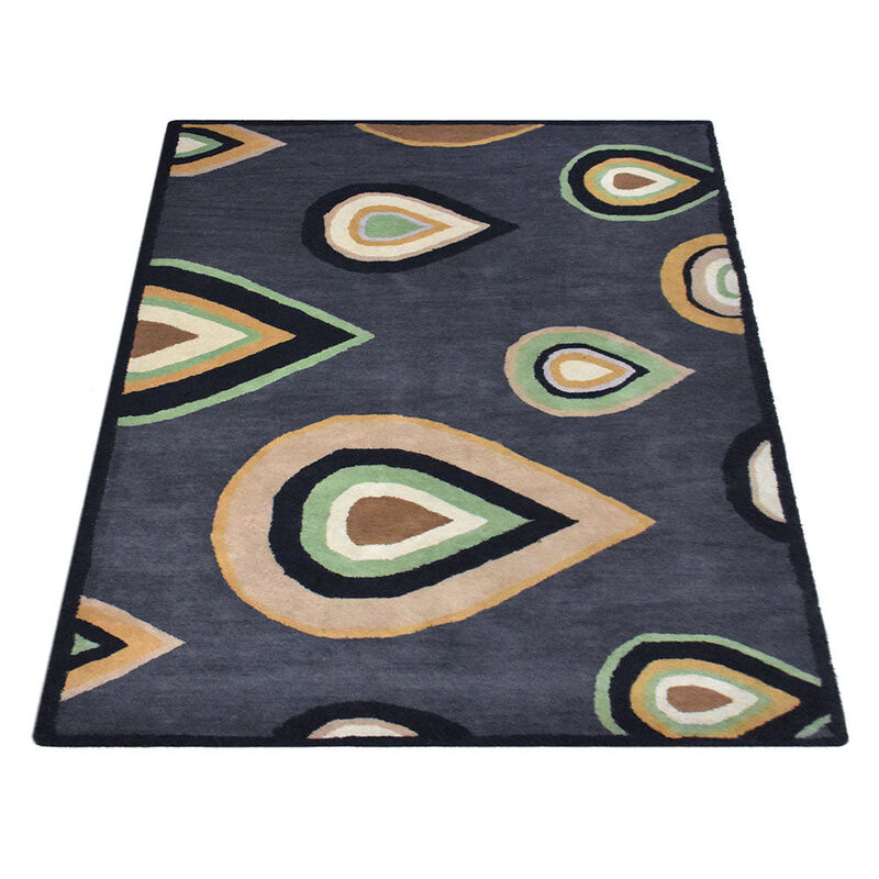 RUGSOTIC CARPETS HAND TUFTED WOOL ECO-FRIENDLY AREA RUGS  - 4'x6', Rectangle Shape, Charcoal, Contemporary Modern Design, High Pile Handmade Anti Skid Area Rugs for Living Room, Bed Room (K00693)
