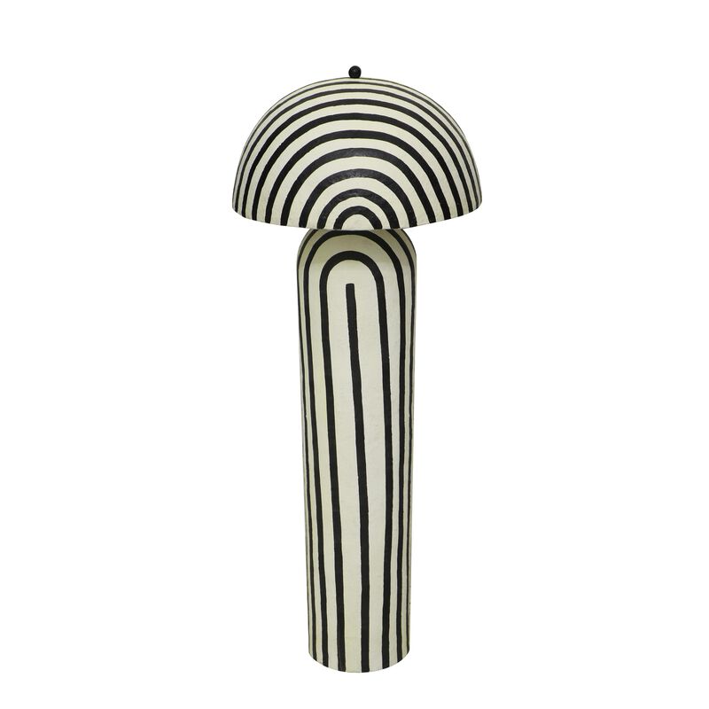 Maiori Black Striped Papier Mache Floor Lamp