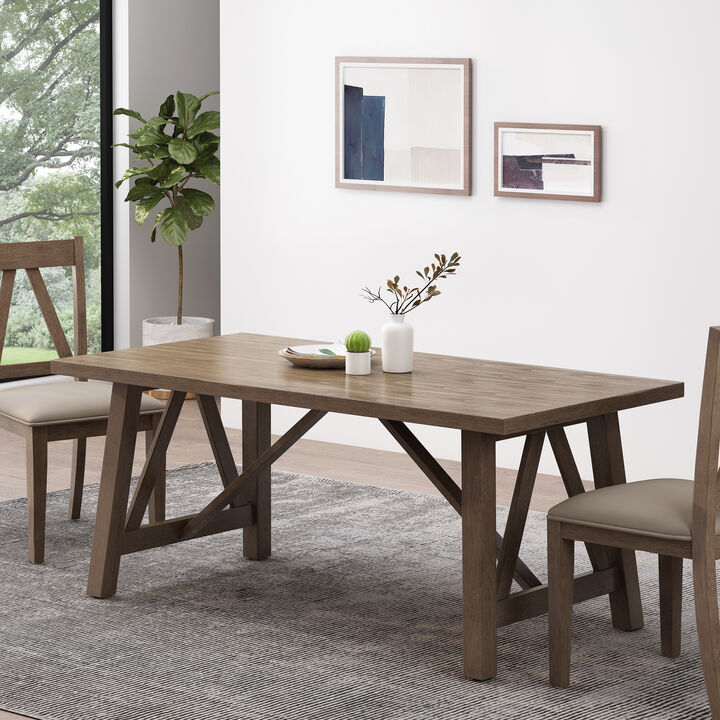 Merax Farmhouse Rubberwood Dining Table