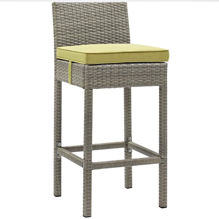 Modway EEI-3604-LGR-PER Conduit Outdoor Patio Wicker Rattan Bar Stools, Set of 2, Light Gray Peridot