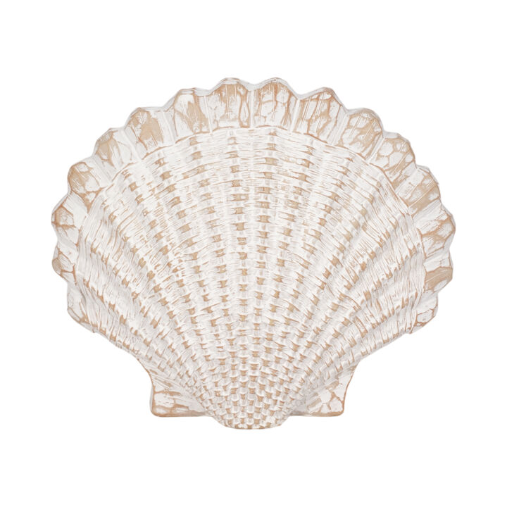 8" Sea Scallop Shell Woven Pattern, White
