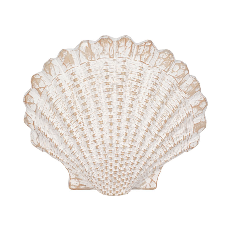 8" Sea Scallop Shell Woven Pattern, White image number 0