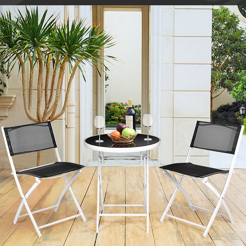 3 Pieces Patio Folding Bistro Set for Balcony or Outdoor Space