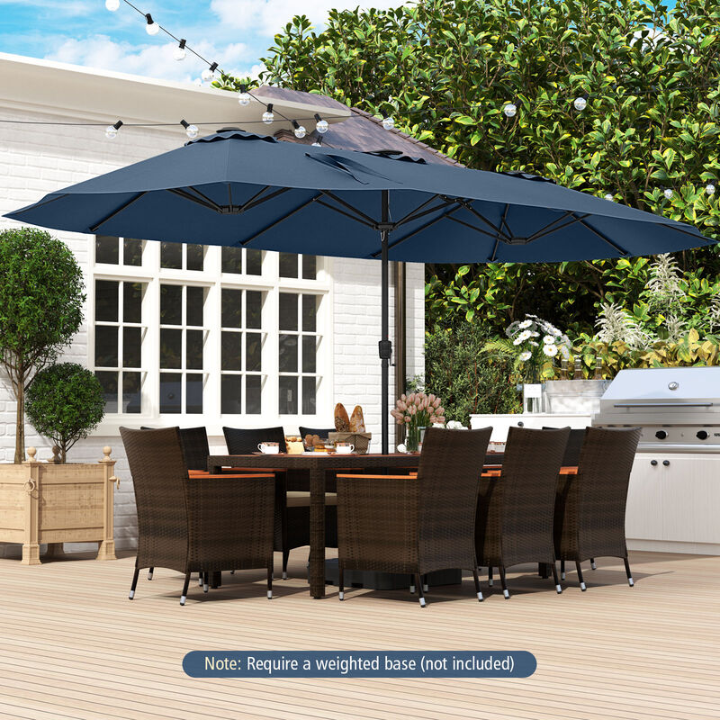Extra-Large Patio Umbrella with LED Solar Lights and Crank Handle
