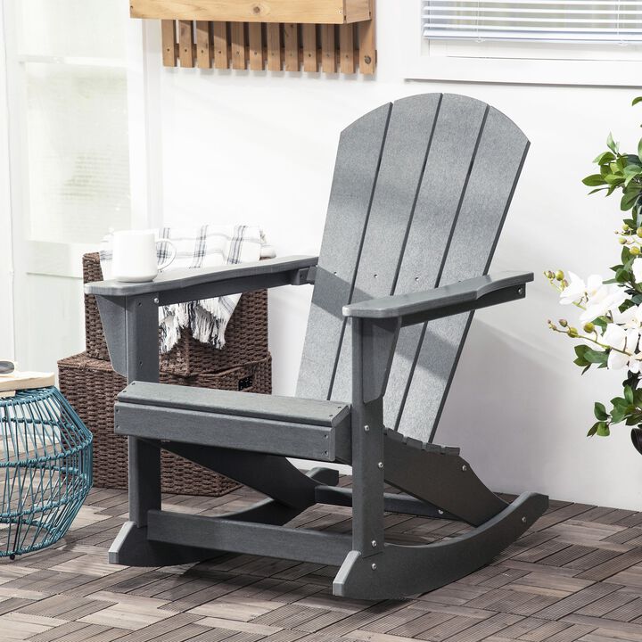 Outdoor Rocking Chair, HDPE Adirondack Style Rocker Chair for Porch, Garden, Patio, Light Gray