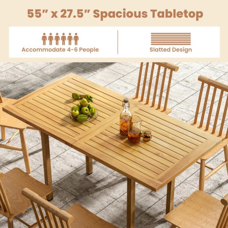 Hivvago Indoor Outdoor Teak Wood Slatted Tabletop Panel Board Split in 2 Square