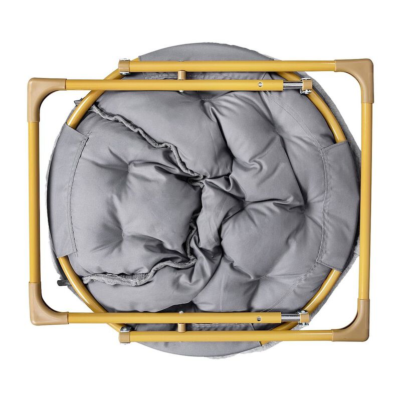 Flash Furniture 23 Kids Cozy Mini Folding Saucer Chair, Moon Chair, Gray/Soft Gold