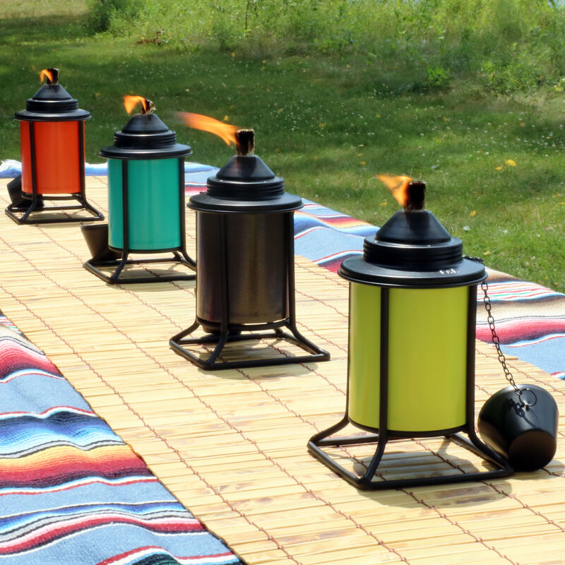 Sunnydaze Glass/Metal Square Outdoor Tabletop Torches - Multi - Set of 8