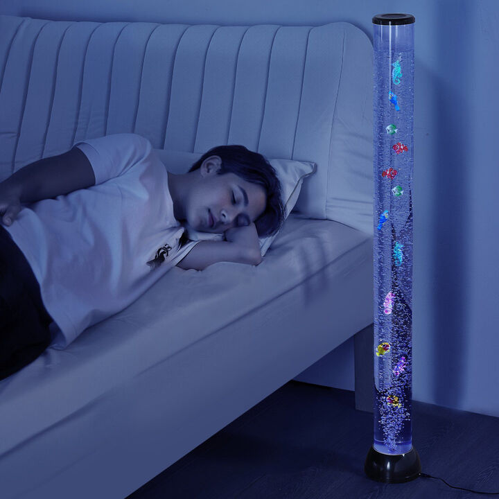 Sensory Aquarium Bubble Lamp with 16 LED Colors, Floating Fish, Remote for Living Room Decor