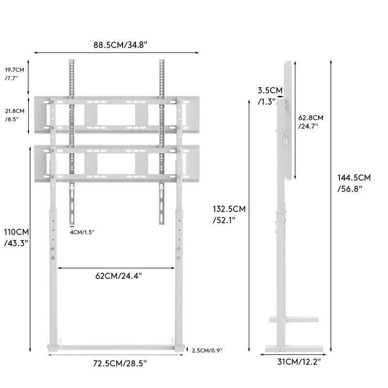 Extra Large Floor TV Stand, TV Mount Adjustable Height Free Standing for 32&rdquo;-65&rdquo; LED LCD Home Office image number 4