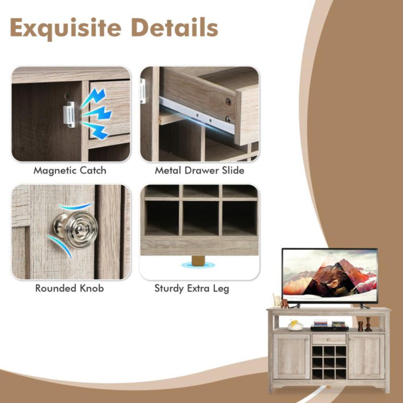 Hivvago Server Buffet Sideboard With Wine Rack and Open Shelf