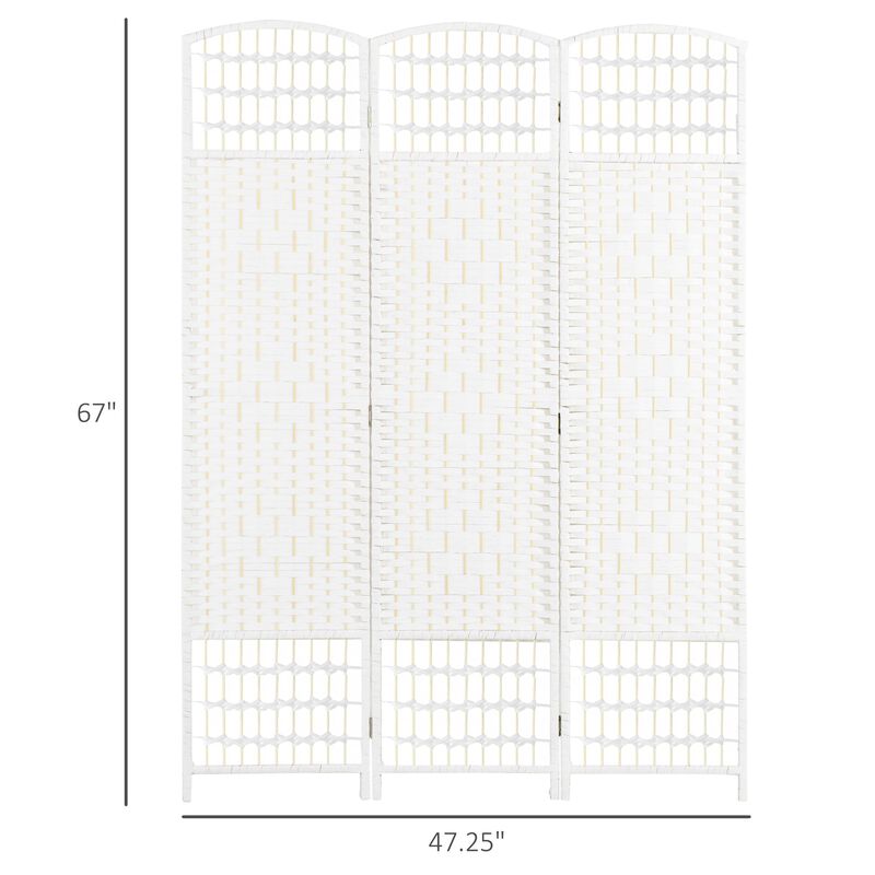 White Room Separator: 3-Panel Folding Privacy Screen with Wave Design