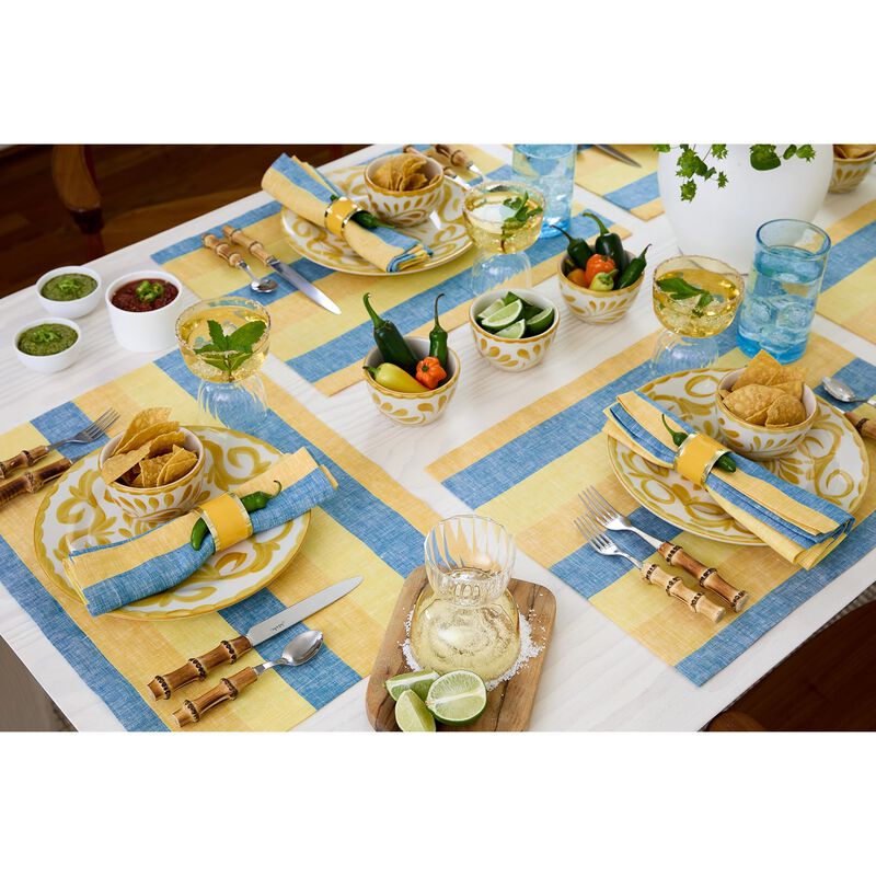 Solino Home 100% Pure Linen Placemats 14 x 19 Inch Set of 4 - Cabana Stripe