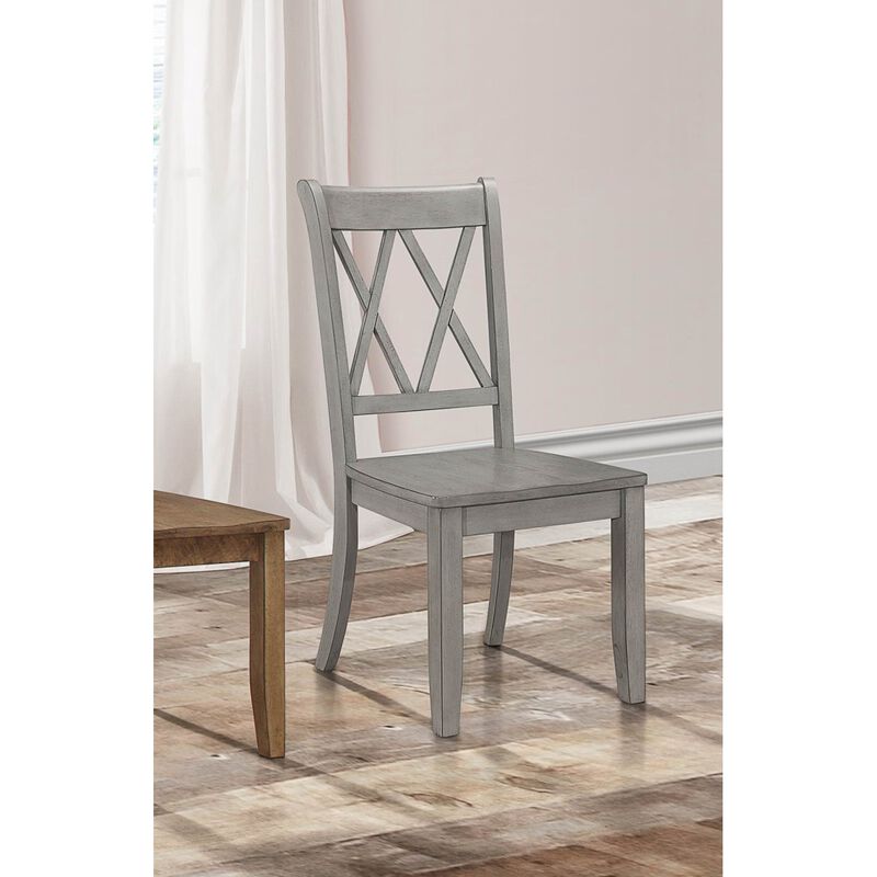 Streamdale Transitional Gray Side Chairs Set, Double-X Design