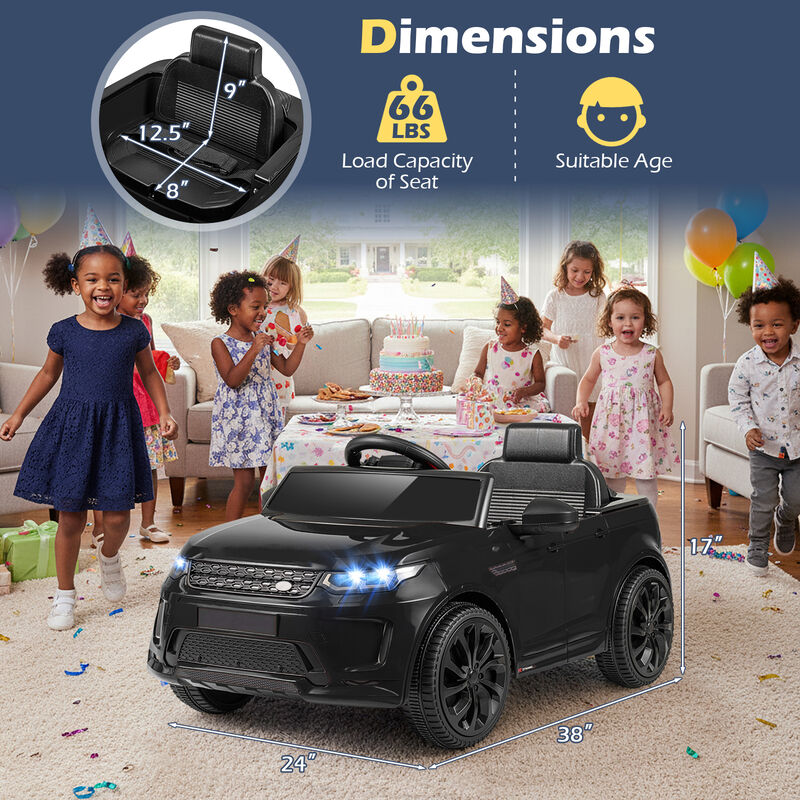 12V Kids Ride On Car with Remote Control, LED Lights, Music and Safety Belt image number 2