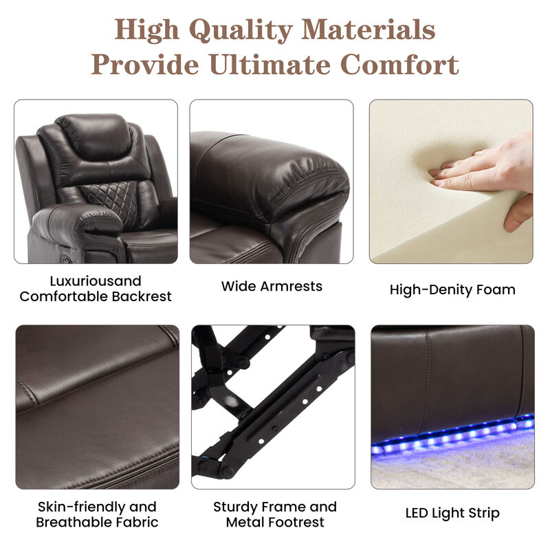 Merax Manual Recliner Chair with LED Light Strip
