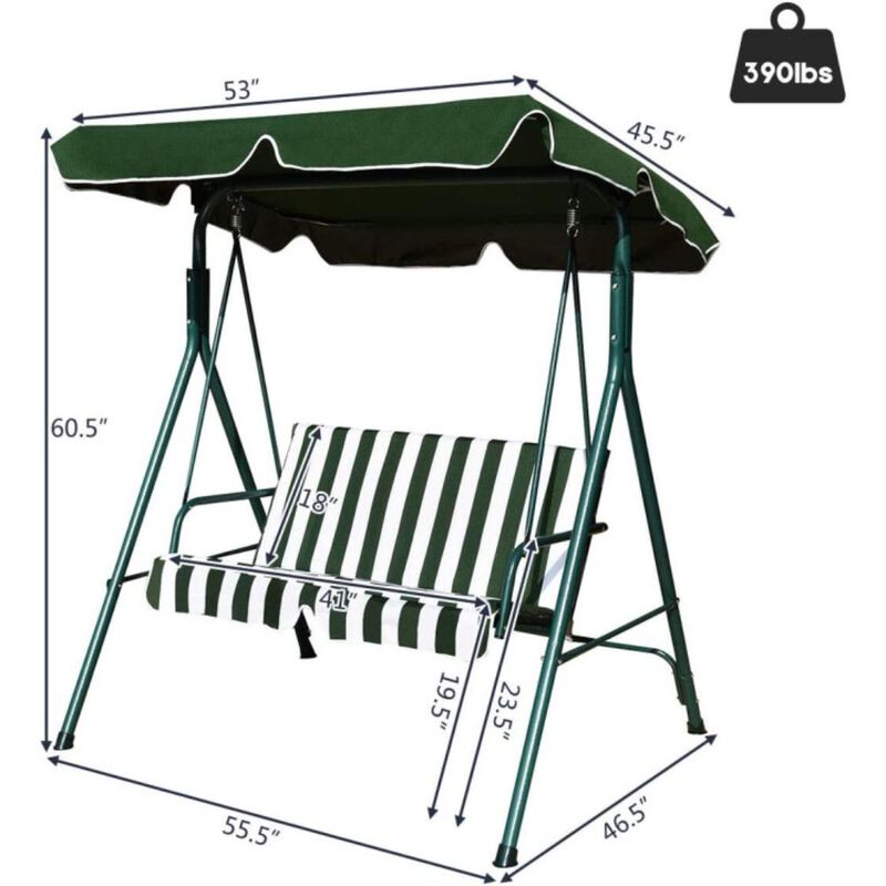 Hivvago 2 Person Weather Resistant Canopy Swing for Porch Garden Backyard Lawn