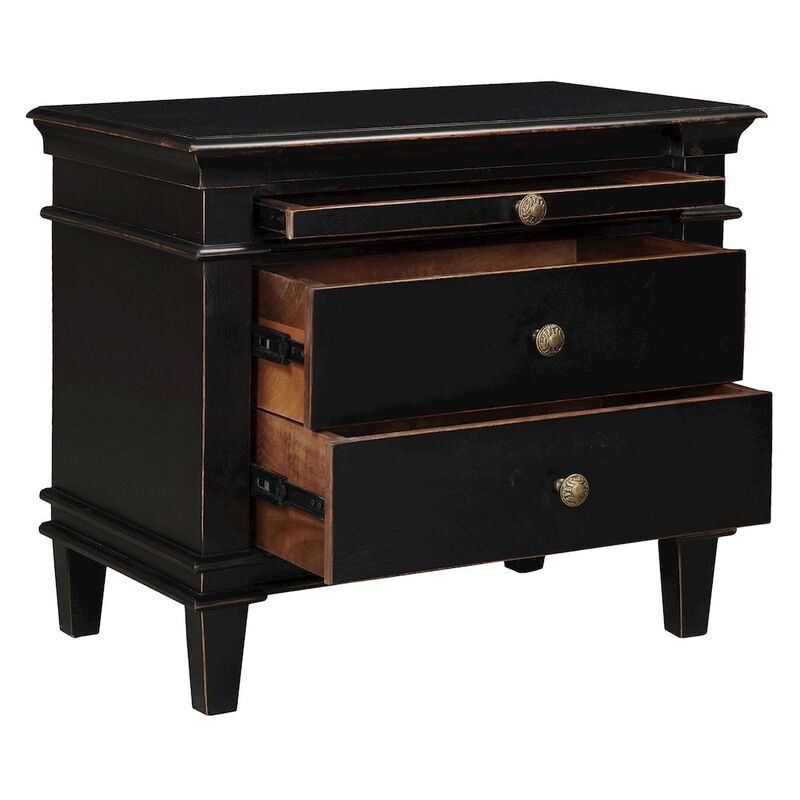 World Interiors Trento 30" Nightstand in Distressed Black image number 0