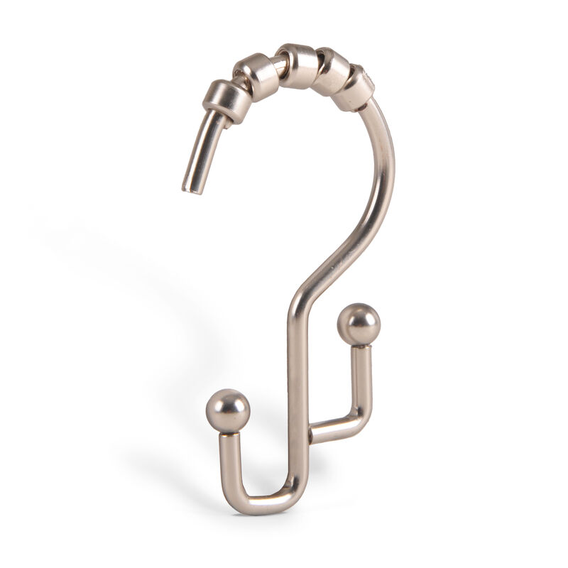 12-Piece Resistant Stepped Metal Double Shower Curtain Hooks image number 0