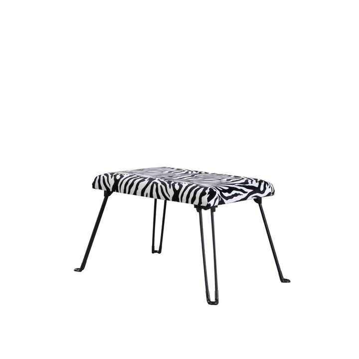 17" Tall Backless Accent Seat with Foldable Legs, Zebra