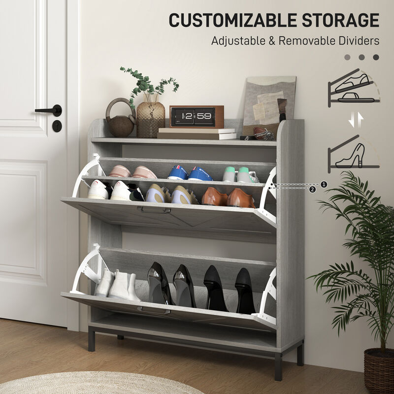Wooden Shoe Cabinet with Shelves, Stylish Storage Solution for Entryway
