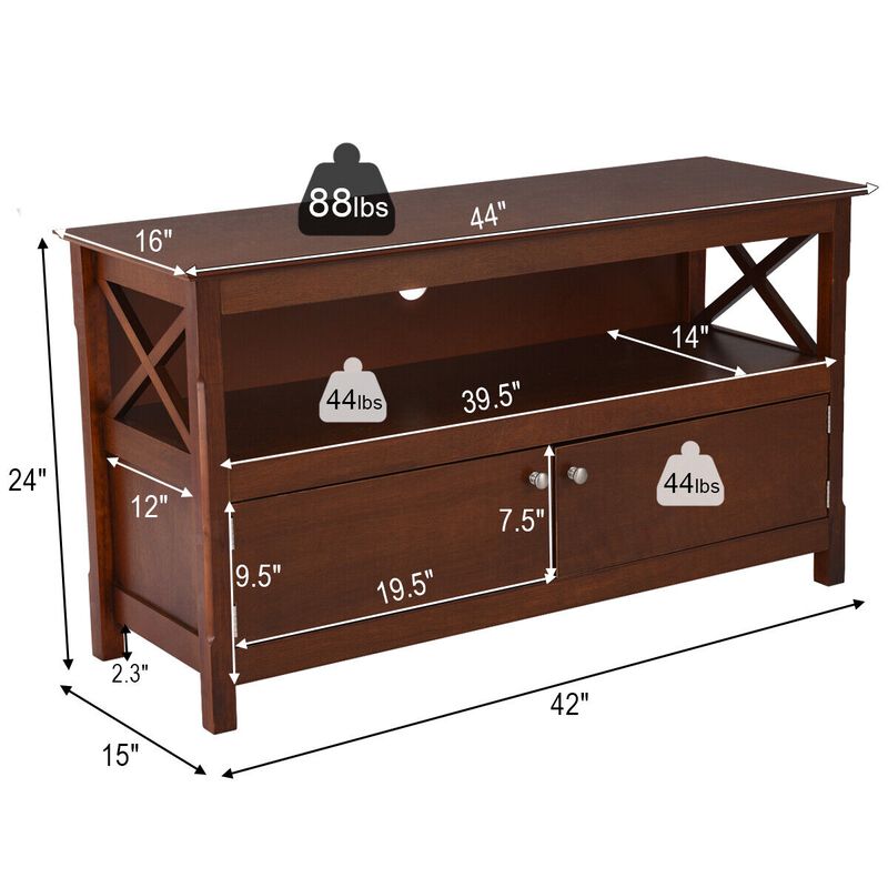 44-Inch Wooden TV Stand with Storage Cabinets